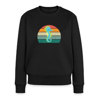 Hippocampes Eau Mer Océan Nageurs Chevaux - Pull Premium bio Femme - noir - Devant - Julia (174cm)