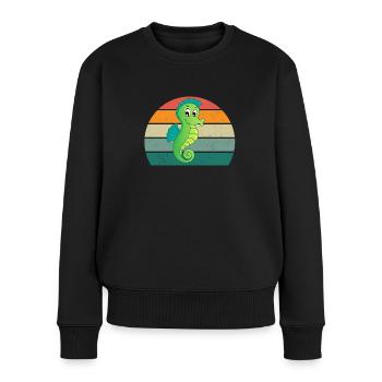 Hippocampes Eau Mer Océan Nageurs Chevaux - Pull Premium bio Femme - noir - Devant - Julia (174cm)