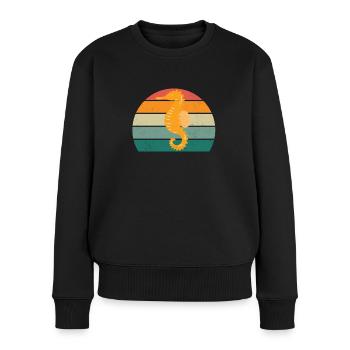 Hippocampes Eau Mer Océan Nageurs Chevaux - Pull Premium bio Femme - noir - Devant - Julia (174cm)