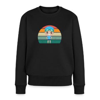 schwimmer schwimmerin wasser nass meer schwimmen - Frauen Premium Bio Pullover - Schwarz - Vorne - Julia (174cm)