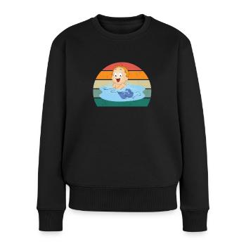 schwimmer schwimmerin wasser nass meer schwimmen - Frauen Premium Bio Pullover - Schwarz - Vorne - Julia (174cm)