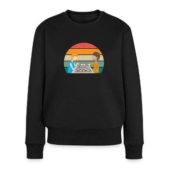 Schachspieler Schachspielerin König Dame Schach - Frauen Premium Bio Pullover - Schwarz - Vorne - Julia (174cm)