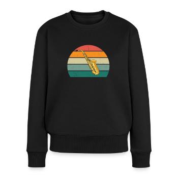 Saxofon Saxofonist Saxophon Musik Saxophonespieler - Frauen Premium Bio Pullover - Schwarz - Vorne - Julia (174cm)