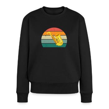 Saxofon Saxofonist Saxophon Musik Saxophonespieler - Frauen Premium Bio Pullover - Schwarz - Vorne - Julia (174cm)