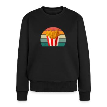 pommes Frites Kartoffel Kartoffeln Frittieren - Frauen Premium Bio Pullover - Schwarz - Vorne - Julia (174cm)