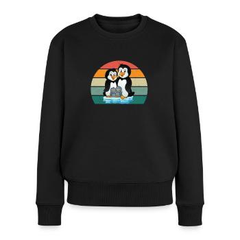 Pinguin Südpol Antarktis Kaiserpinguin Eselpinguin - Frauen Premium Bio Pullover - Schwarz - Vorne - Julia (174cm)