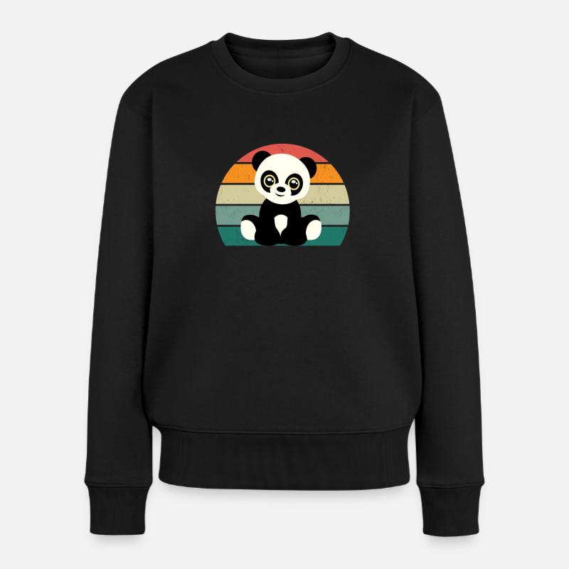Panda Panda Ours Panda Ours Feuilles de bambou Panda - Pull Premium bio Femme - noir