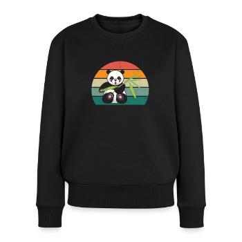Panda Panda Bear Panda Bears Bamboo Leaves Panda - Women's Premium Organic Jumper - black - Front - Julia (174cm)