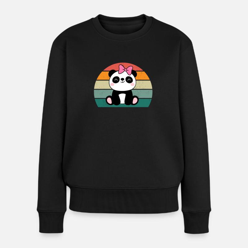 Panda Panda Ours Panda Ours Feuilles de bambou Panda - Pull Premium bio Femme - noir