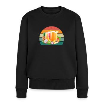 Frucht Früchte Erdbeere Melone Orange Kirsche Obst - Frauen Premium Bio Pullover - Schwarz - Vorne - Julia (174cm)