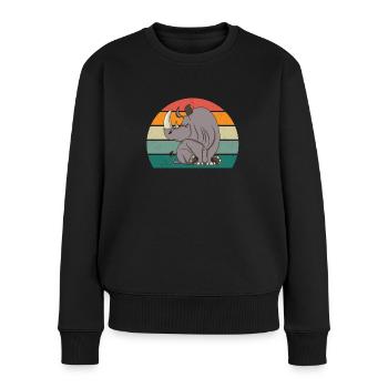 Nashörner dickes Einhorn Afrika Tier Nashorn - Frauen Premium Bio Pullover - Schwarz - Vorne - Julia (174cm)