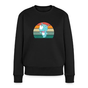 Nashörner dickes Einhorn Afrika Tier Nashorn - Frauen Premium Bio Pullover - Schwarz - Vorne - Julia (174cm)