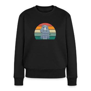 Nashörner dickes Einhorn Afrika Tier Nashorn - Frauen Premium Bio Pullover - Schwarz - Vorne - Julia (174cm)