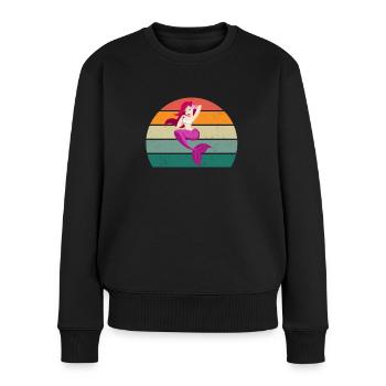 Meerjungfraumann Schwanzflosse Sirene Meerjungfrau - Frauen Premium Bio Pullover - Schwarz - Vorne - Julia (174cm)
