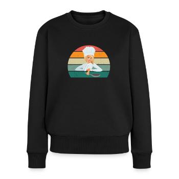 Kocher Koch Köchin Küche Restaurant Bar Bistro - Frauen Premium Bio Pullover - Schwarz - Vorne - Julia (174cm)