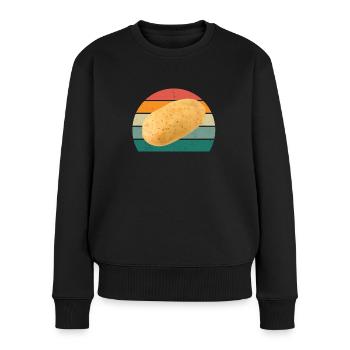Pommes de terre Français frites Pommes de terre - Pull Premium bio Femme - noir - Devant - Julia (174cm)