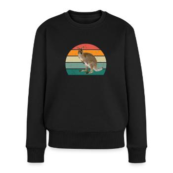 Kängurus Kängurubeutel Springen Boxen känguru - Frauen Premium Bio Pullover - Schwarz - Vorne - Julia (174cm)