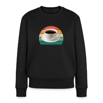 Kaffeemaschine trinken Cafe Kaffeebohne Kaffee - Frauen Premium Bio Pullover - Schwarz - Vorne - Julia (174cm)