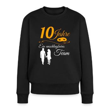10 Jahre Rosenhochzeit 10.Hochzeitstag Jubiläum - Frauen Premium Bio Pullover - Schwarz - Vorne - Julia (174cm)