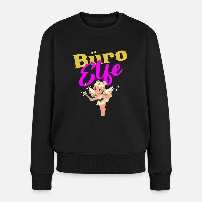 Büro Elfe Kollegin Arbeit im Büro - Frauen Premium Bio Pullover - Schwarz