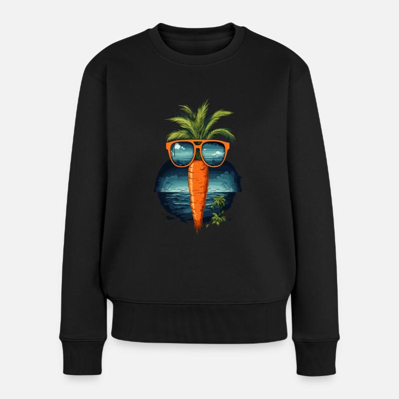 Funky Karotte mit Sonnenbrille Strandgemüse - Frauen Premium Bio Pullover - Schwarz
