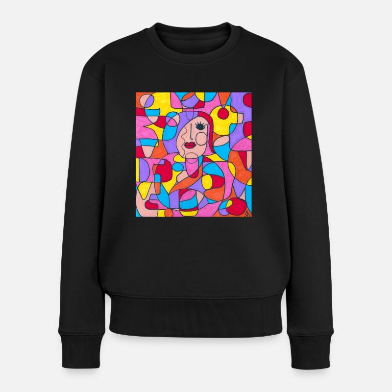 Glückliche Träne - Frauen Premium Bio Pullover - Schwarz
