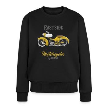 Moineau (jaune) // Illustration - Pull Premium bio Femme - noir - Devant - Julia (174cm)