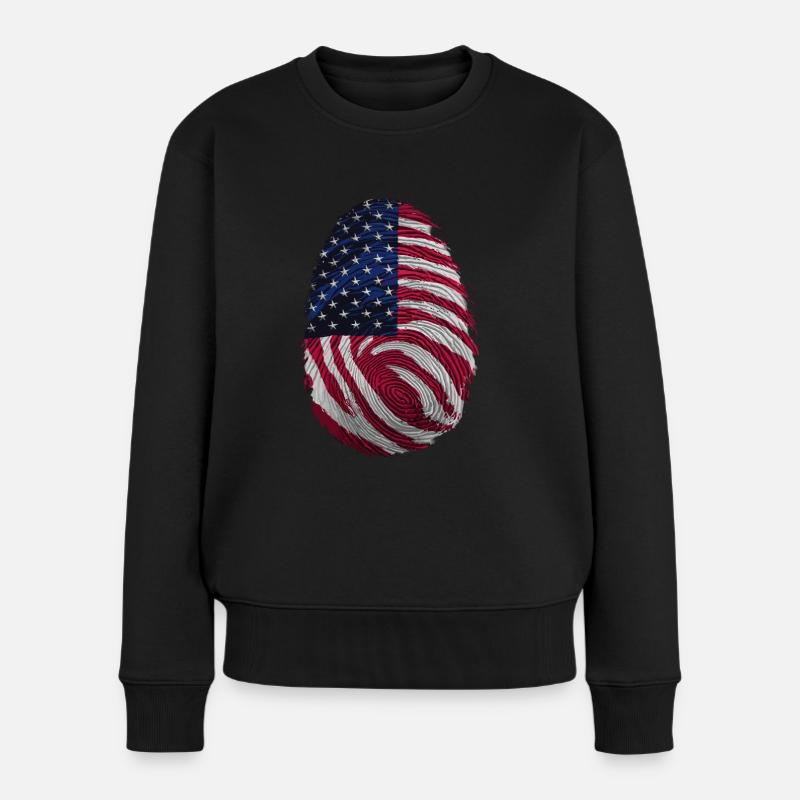 Einzigartiges Fingerabdruck amerikanischer Flagge - Frauen Premium Bio Pullover - Schwarz