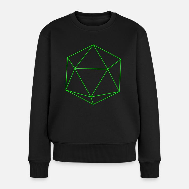 grüner Ikosaeder - Frauen Premium Bio Pullover - Schwarz