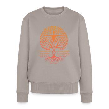 Alan Watts Lebensbaum DNA Spirituelle Zen-Kunst - Frauen Premium Bio Pullover - Taupe - Vorne - Julia (174cm)