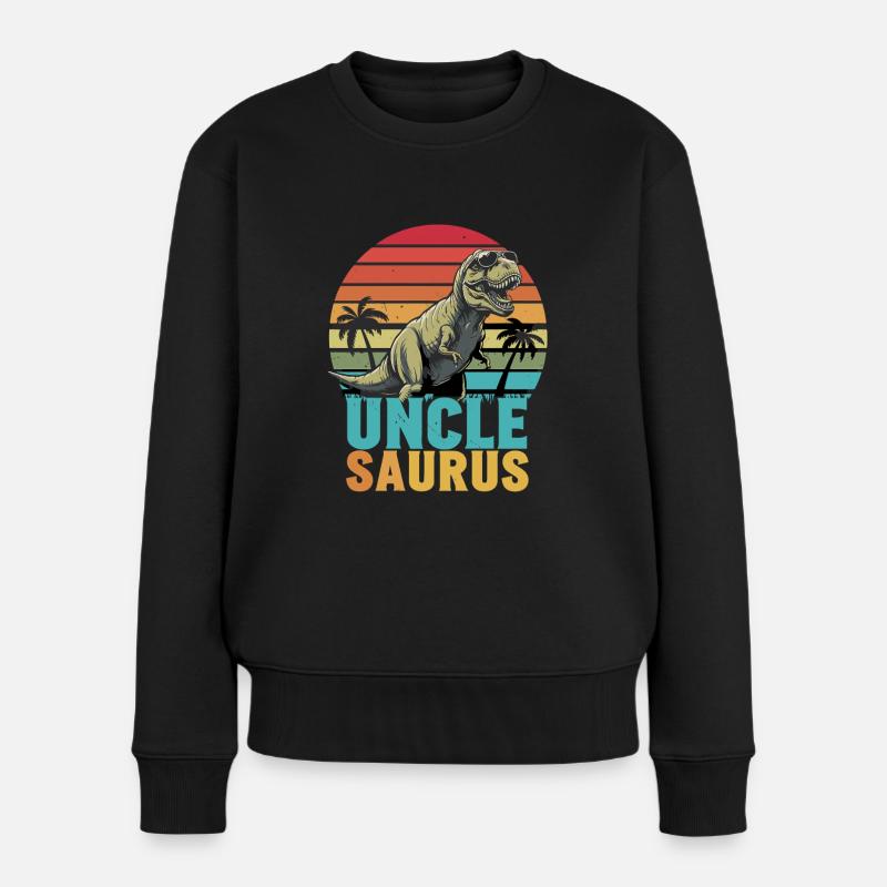 Unclesaurus Retro Dinosaur Motif with - Women's Premium Organic Jumper - black
