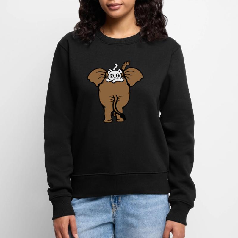 Chat Éléphant Équipe de marche Couché 2 Amis Mignon Pull Premium bio Femme