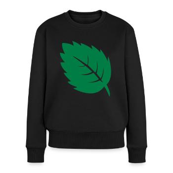 blatt leaf - Frauen Premium Bio Pullover - Schwarz - Vorne - Julia (174cm)