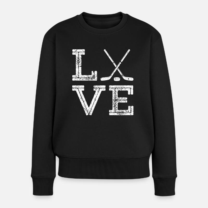 Hockeyspieler Love Eishockey - Frauen Premium Bio Pullover - Schwarz