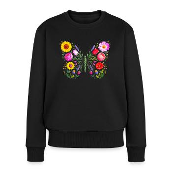 Women's Floral Butterfly Silhouette - Women's Premium Organic Jumper - black - Front - Julia (174cm)