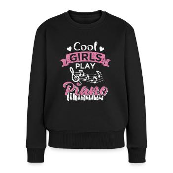 Cool girls play piano music pianist - Women's Premium Organic Jumper - black - Front - Julia (174cm)