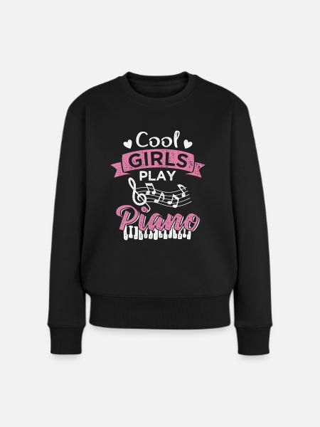 Coole Mädels spielen Klavier Musik Pianistin - Frauen Premium Bio Pullover - Schwarz