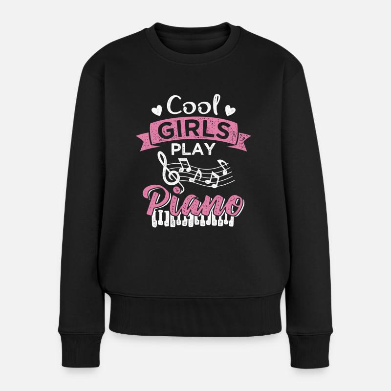Coole Mädels spielen Klavier Musik Pianistin - Frauen Premium Bio Pullover - Schwarz