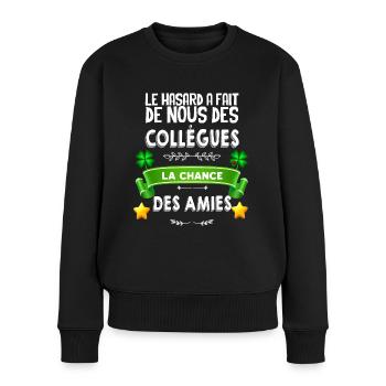 Collègue et amie Citation Départ Femme Entreprise - Pull Premium bio Femme - noir - Devant - Julia (174cm)