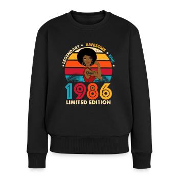 1986 Birthday Afro Woman Limited Edition - Frauen Premium Bio Pullover - Schwarz - Vorne - Julia (174cm)