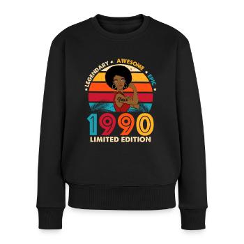 1990 Birthday Afro Woman Limited Edition - Women's Premium Organic Jumper - black - Front - Julia (174cm)