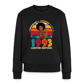 Anniversaire 1993 Femme Afro Edition Limitée - Pull Premium bio Femme - noir - Devant - Julia (174cm)