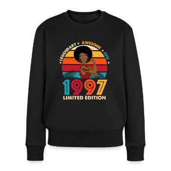 Anniversaire 1997 Femme Afro Edition Limitée - Pull Premium bio Femme - noir - Devant - Julia (174cm)