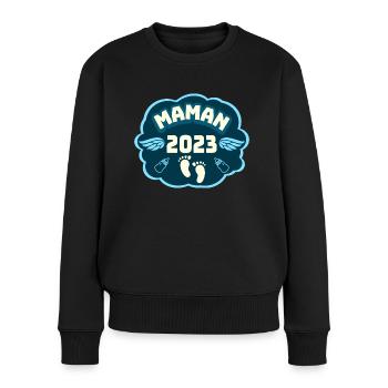 Grossesse Femme Enceinte - Future Maman 2023 - Pull Premium bio Femme - noir - Devant - Julia (174cm)