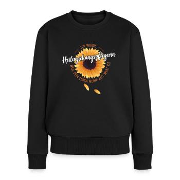 Heilerziehungspflegerin Sonnenblume Geschenk - Frauen Premium Bio Pullover - Schwarz - Vorne - Julia (174cm)
