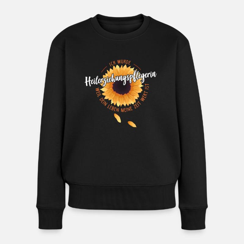 Heilerziehungspflegerin Sonnenblume Geschenk - Frauen Premium Bio Pullover - Schwarz