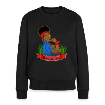 Eine starke Guadeloupeanerin - Frauen Premium Bio Pullover - Schwarz - Vorne - Julia (174cm)