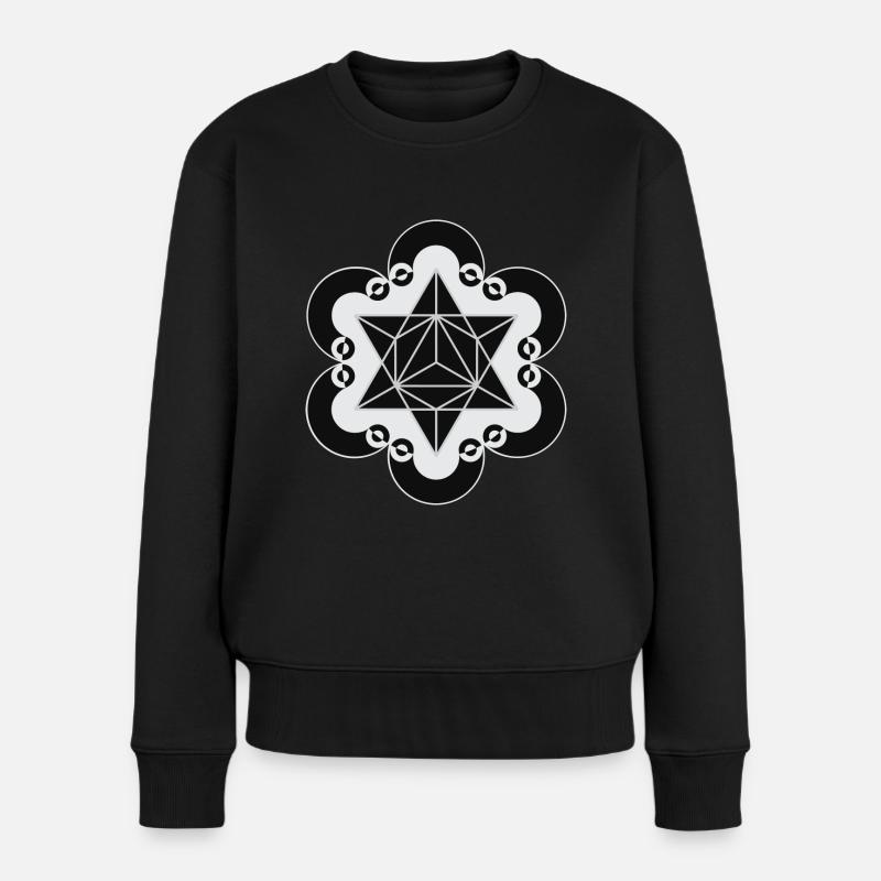 Crop Circle - Géométrie sacrée - Cubes Metatron - Pull Premium bio Femme - noir