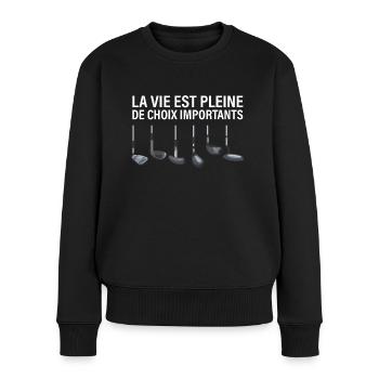 Golf humour cadeau homme - Pull Premium bio Femme - noir - Devant - Julia (174cm)
