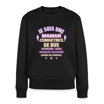 Maman conductrice de bus, cadeau fête des mères - Pull Premium bio Femme - noir - Devant - Julia (174cm)